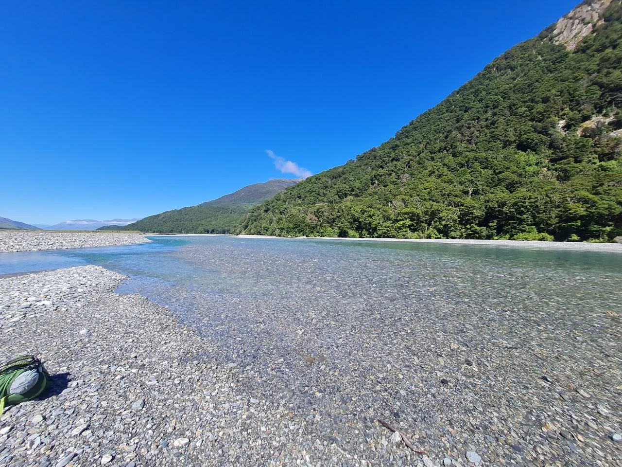 Rocky riverbed of the Young River, Gillespie Pass Circuit approach, Mount Aspiring National Park.