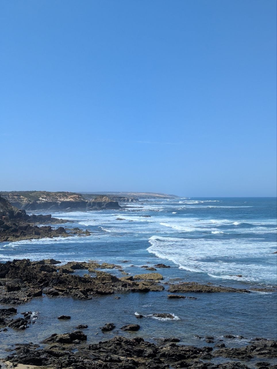 Rocky coastline along the Rota Vicentina trail